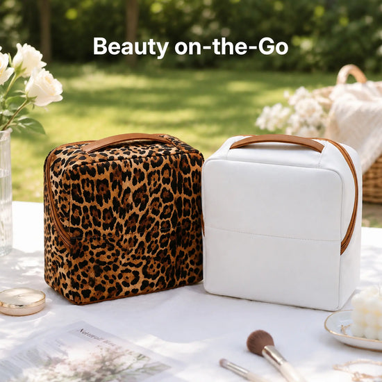 Wild Leopard and Moonlight SundayStatus Essential Vanity mini travel makeup bags